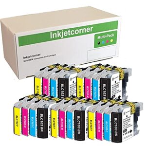 inkjetcorner compatible ink cartridges replacement for lc103 lc103xl for use with mfc-j450dw mfc-j470dw mfc-j475dw mfc-j870dw mfc-j875dw (5 black, 5 cyan, 5 magenta, 5 yellow, 20-pack)