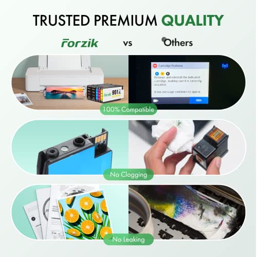 Forzik Compatible 950 XL Ink Cartridge Replacement for HP 950XL 951XL Combo Work for HP OfficeJet Pro 8600 8610 8620 8100 8630 8660 8640 8615 8625 276DW 251DW Printer