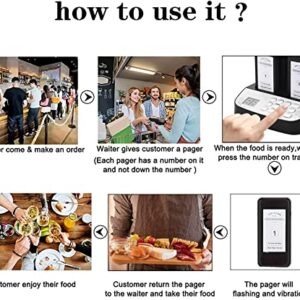 WWMFS Restaurant Pager System 16 Pagers, Wireless Social Distance Restaurant Waiting Buzzer System, Guest Calling Pagers and Beepers for Food Truck, Church, Nursery, Hospital (Black-16 Pagers)