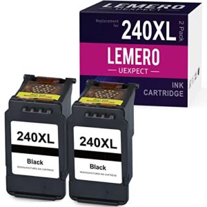 240xl black ink lemerouexpect remanufactured ink cartridge replacement for canon pg- 240 xl ink cartridges combo pack for pixma mg3620 mg3520 ts5120 mx532 mg3220 mg2120 mx452 mx432 printer,2p