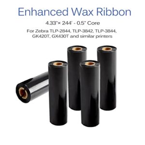 Desktop Thermal Transfer Ribbons -Enhanced Wax, 8 Rolls, 4.33" x 244'/110mm x 74m for Zebra Desktop Printer