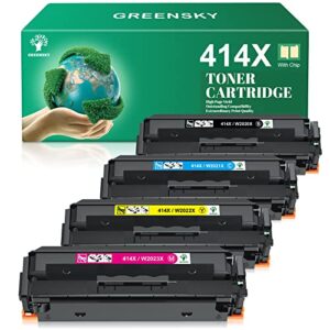 414x toner cartridges 4 pack compatible replacement for hp 414x 414a for hp color pro mfp m479fdw m454dw enterprise m455dn mfp m480f printer (black cyan yellow magenta)