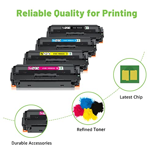 414X Toner Cartridges 4 Pack Compatible Replacement for HP 414X 414A for HP Color Pro MFP M479fdw M454dw Enterprise M455dn MFP M480f Printer (Black Cyan Yellow Magenta)