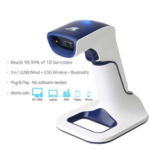 ScanAvenger Wireless Portable 1D With Stand Bluetooth Barcode Scanner: 3-in-1 Hand Scanners -Vibration, Cordless, Rechargeable Scan Gun for Inventory Management - Handheld, USB Bar Code UPC/Ean Reader