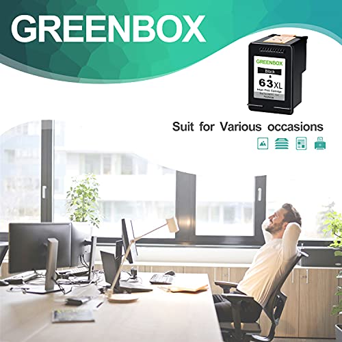 GREENBOX Remanufactured Ink Cartridge 63 63XL for HP Envy 4520 4516 Officejet 4650 3830 3831 4655 Deskjet 1112 3632 2130 2132 Printer (1 Black)