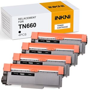 inkni compatible toner cartridge replacement for tn660 tn-660 tn630 tn-630 high yield to use with hl-l2300d hl-l2380dw dcp-l2540dw mfc-l2700dw mfc-l2740dw printer toner (black, 4-pack)