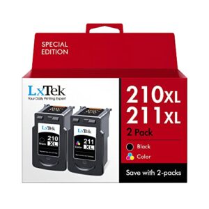 lxtek remanufactured ink cartridge replacement for canon 210xl pg-210xl 211xl cl211xl to compatible with pixma mp240 mp480 ip2702 mp230 ip2700 mp495 mx410 mx420 mx330 mx340 printer (black,tri-color)