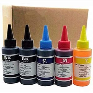 printer ink dye ink black/cyan/magenta/yellow universal refill ink kits suit for eposn for canon for hp for brother for lexmark for samsung for dell for kodak all inkjet printer (100ml 1set 1black)