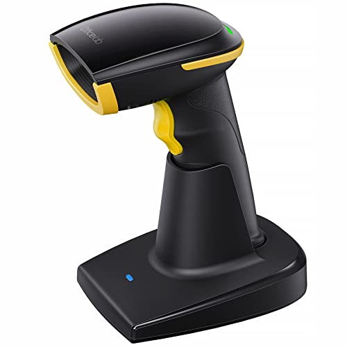 Officelab Barcode Scanner, 1D Wireless 2.4Ghz Smart Base, Screen Scanning, BS01002 Yellow