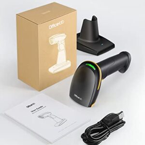 Officelab Barcode Scanner, 1D Wireless 2.4Ghz Smart Base, Screen Scanning, BS01002 Yellow