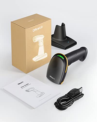 Officelab Barcode Scanner, 1D Wireless 2.4Ghz Smart Base, Screen Scanning, BS01002 Yellow