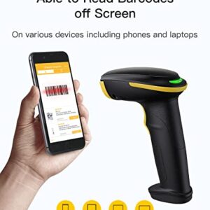 Officelab Barcode Scanner, 1D Wireless 2.4Ghz Smart Base, Screen Scanning, BS01002 Yellow