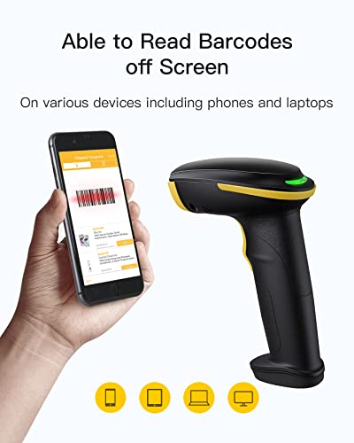 Officelab Barcode Scanner, 1D Wireless 2.4Ghz Smart Base, Screen Scanning, BS01002 Yellow