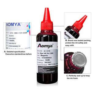 Aomya Ink Refill kit for Canon PG240 CL241 PG245 CL246 PG-243 CL-244 Refillable Ink Cartridge PIXMA MG3620 MG2522 MG2525 TS3322 4 Color Set 100ml (3BK, C, M, Y)