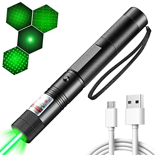 DOLOEDY High Power Green Laser Pointer Clicker Lazer Pointer Long Range for Indoor Interactive Teaching, Outdoor Cat Toys Pointer, Bright Clicker for Dog Training Exercise USB Recharge