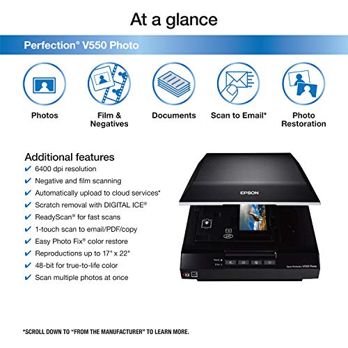 Epson Perfection V550 Color Photo, Image, Film, Negative & Document Scanner with 6400 DPI Optical Resolution