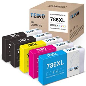 teino remanufactured ink cartridge replacement for epson 786xl 786 xl t786xl use with epson workforce pro wf-4630 wf-5690 wf-5620 wf-5110 wf-5190 wf-4640 (black, cyan, magenta, yellow, 5-pack)