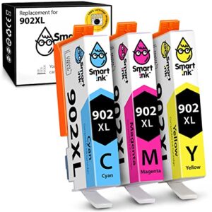 smart ink compatible ink cartridge replacement for hp 902 xl 902xl (c/m/y combo pack) advanced chip technology to use with officejet pro 6978 6968 6974 6975 6960 officejet 6951 6954 6956 6958 printers
