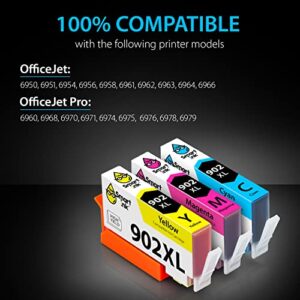 Smart Ink Compatible Ink Cartridge Replacement for HP 902 XL 902XL (C/M/Y Combo Pack) Advanced Chip Technology to use with Officejet Pro 6978 6968 6974 6975 6960 Officejet 6951 6954 6956 6958 Printers