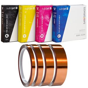 Sawgrass SubliJet UHD CMYK Inks SG500 & SG1000 4 Pack with Bonus 4 Rolls of ProSub Tape