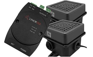 linortek netbell-2-2buz tcp/ip network break buzzer system with two 4” extra loud buzzers for industrial factory warehouse lunch break time alert signalling w/web-based scheduling software
