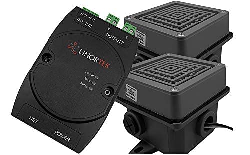 Linortek Netbell-2-2Buz TCP/IP Network Break Buzzer System with Two 4” Extra Loud Buzzers for Industrial Factory Warehouse Lunch Break Time Alert Signalling w/Web-Based Scheduling Software