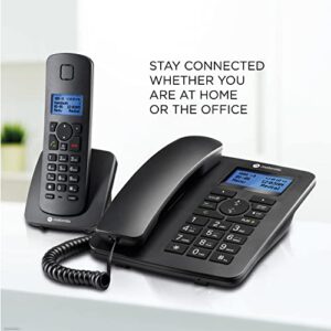 Motorola Voice C42 Corded Phone System + 1 Digital Cordless Handset w/Answering Machine, Call Block - Black (C4201)