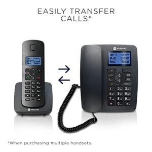 Motorola Voice C42 Corded Phone System + 1 Digital Cordless Handset w/Answering Machine, Call Block - Black (C4201)