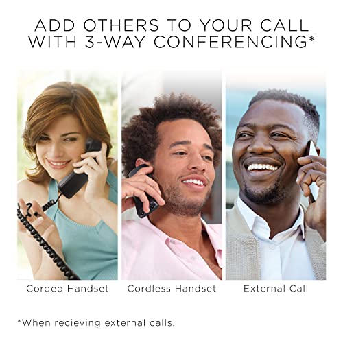 Motorola Voice C42 Corded Phone System + 1 Digital Cordless Handset w/Answering Machine, Call Block - Black (C4201)