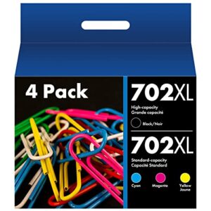t702xl 702xl ink cartridges remanufactured ink cartridges for epson 702xl 702 t702 t702xl ink cartridges replacement compatible for epson workforce pro wf-3720 wf-3730 wf-3733 wf3720 – 4 pack / bcmy