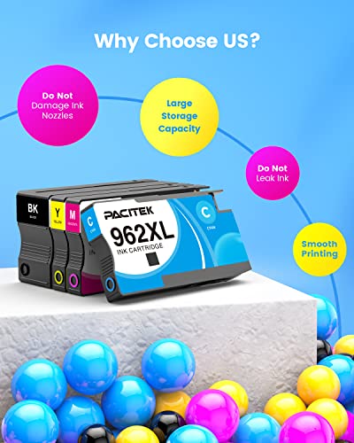 PACITEK 962XL Ink Cartridge Compatible with HP 962 Work for HP Officejet 9020 HP OfficeJet Pro 9010 9015 9012 9018 9020 9025 9027 9028 Printer, 4 Pack