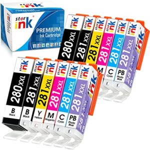 starink compatible ink cartridge replacement for canon 280 281 xxl pgi 280xxl cli 281xxl for pixma ts9120 ts8320 ts8220 ts8120 ts9100 ts8200 ts8300 ts8322 ts8222 ts8100 printer, 12 packs