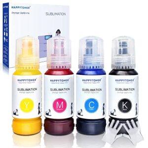 HAPPYTONER Sublimation Ink for Epson 2800 ecotank ET-3750 ET-3760 ET-3830 ET-4850 ET-4750 ET-2760 ET-2700 ET-4760 ET-15000 ST-2000 Heat Press Transfer on T-Shirt Mug (Upgrade Version/Anti-UV)