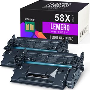 lemero utrust 58x cf258x toner cartridge with chip remanufactured replacement for hp 58x cf258x 58a cf258a for hp laser-jet pro mfp m428fdw m428fdn m428dw m404n m404dn m404dw (2 pack) 58x black toner