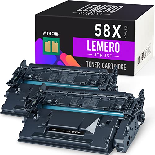 LEMERO UTRUST 58X CF258X Toner Cartridge with Chip Remanufactured Replacement for HP 58X CF258X 58A CF258A for HP Laser-Jet Pro MFP M428fdw M428fdn M428dw M404n M404dn M404dw (2 Pack) 58X Black Toner