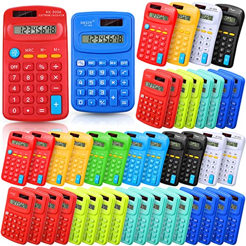 50 Pieces Pocket Calculator Bulk Basic Calculator Small 4 Function Calculator Battery Powered Handheld Kids Calculator Mini Calculators for Students Desktop Primary School Home Office, 2 Styles