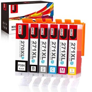jetsir compatible ink cartridges replacement for canon 270 271 xl 6 color high yield (pgbk/black/cyan/magenta/yellow/gray), worked with canon pixma mg7720 ts9020 ts8020 printer