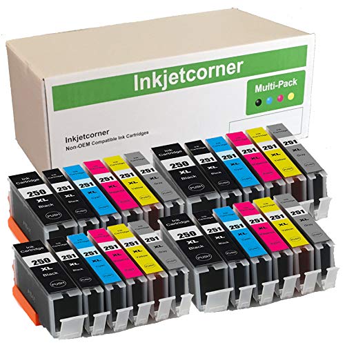 Inkjetcorner Compatible Ink Cartridges Replacement for PGI-250XL CLI-251XL PGI 250 XL CLI 251 XL for use with MG7520 iP8720 MG7120 MG6320 Printer (24-Pack)