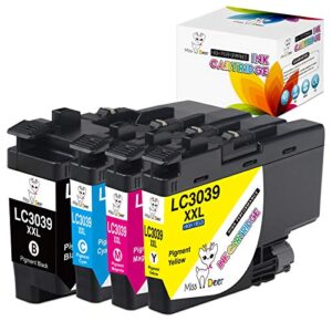 miss deer lc3039 lc3039xxl ink cartridges replacement for brother lc3039 xxl lc-3039bk lc3037 lc3037bk,work for brother mfc-j5945dw mfc-j6945dw mfc-j5845dw mfc-j6545dw(4 pack)