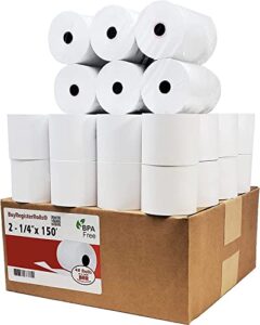 (50 rolls) 2 1/4 x 150 ft white adding machine tape paper rolls premium one ply register / adding machine / calculator paper rolls printing calculator 10 key