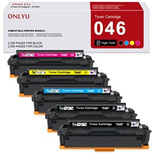 onlyu compatible toner cartridge replacement for canon 046 mf733cdw 046h crg-046h for color imageclass mf733cdw mf731cdw mf735cdw lbp654cdw mf733 printer ink (2 black yellow magenta cyan, 5 pack)