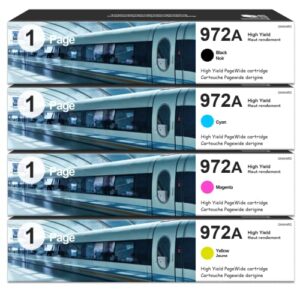 972a ink cartridges (4-pack, black/cyan/magenta/yellow) – owrd compatible 972a toner set replacement for hp pagewide pro 452 series, 477 series, 552dw, 577 series