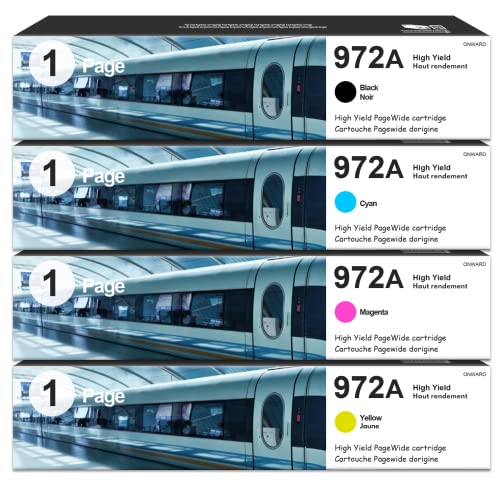 972A Ink Cartridges (4-Pack, Black/Cyan/Magenta/Yellow) - Owrd Compatible 972A Toner Set Replacement for HP PageWide Pro 452 Series, 477 Series, 552dw, 577 Series