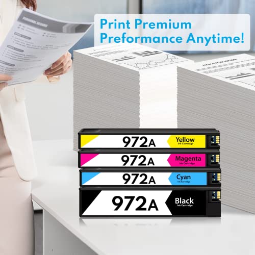 972A Ink Cartridges (4-Pack, Black/Cyan/Magenta/Yellow) - Owrd Compatible 972A Toner Set Replacement for HP PageWide Pro 452 Series, 477 Series, 552dw, 577 Series