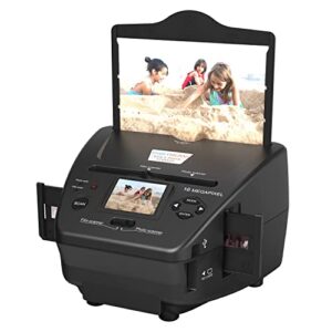 digitnow film & photo scanner,4-in-1 film scanner, with 2.4″ lcd screen converts 35mm/135 slides & negatives film, photo, business card for saving to 16mp digital images,8gb memory card included