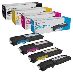 ld products compatible toner cartridge replacements for dell color laser c3760 c3765 extra high yield (331-8429 black, 331-8432 cyan, 331-8431 magenta, 331-8430 yellow, 4-pack)