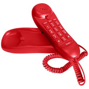 slimline red colored phone for wall or desk with memory