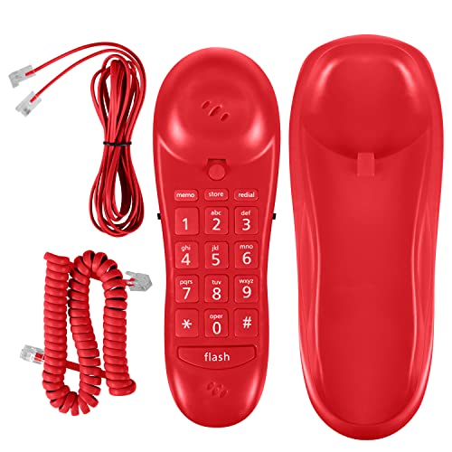 Slimline Red Colored Phone for Wall Or Desk with Memory