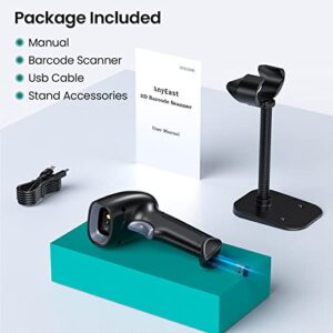 Barcode Scanner Bluetooth and Wireless with Stand, Anyeast USB Wired Inventory 2D 1D QR Code Scanners for Computer Laptop POS iPone, Screen Scanning Bar Code Reader for Supermarket Warehouse Library