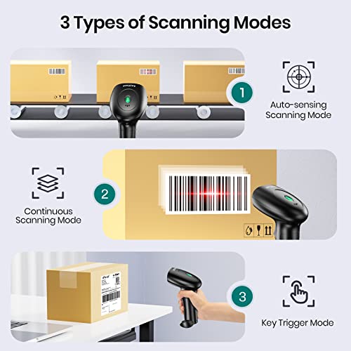 Barcode Scanner Bluetooth and Wireless with Stand, Anyeast USB Wired Inventory 2D 1D QR Code Scanners for Computer Laptop POS iPone, Screen Scanning Bar Code Reader for Supermarket Warehouse Library